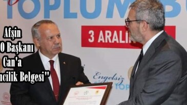 Afşin TSO Başkanı Can’a “Erişebilirlik Belgesi”