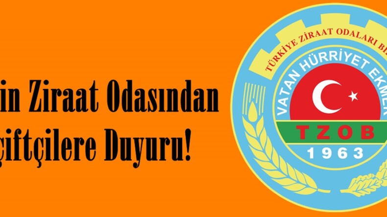 Afşin Ziraat Odasından çiftçilere Duyuru!