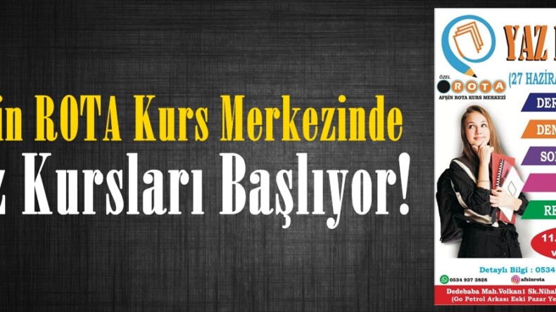 Afşin ROTA Kurs Merkezinde Yaz Kursları Başlıyor!