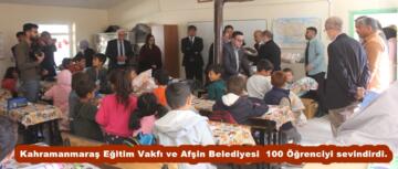 Kahramanmaraş Eğitim Vakfı ve Afşin Belediyesi 100 Öğrenciyi sevindirdi.