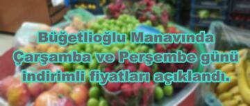 Büğetlioğlu Manavında Çarşamba ve Perşembe günü indirimli fiyatları açıklandı.