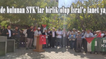 Afşin’de bulunan STK’lar birlik olup İsral’e lanet yağdırdı.