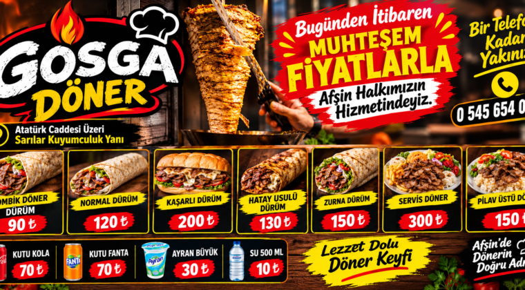 Gosga Döner’de Müşterilerine özel fiyatlar açıklandı!