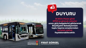 Büyükşehir’den KPSS Adaylarına Ücretsiz Ulaşım.