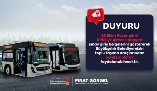 Büyükşehir’den KPSS Adaylarına Ücretsiz Ulaşım.