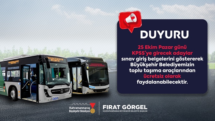 Büyükşehir’den KPSS Adaylarına Ücretsiz Ulaşım.